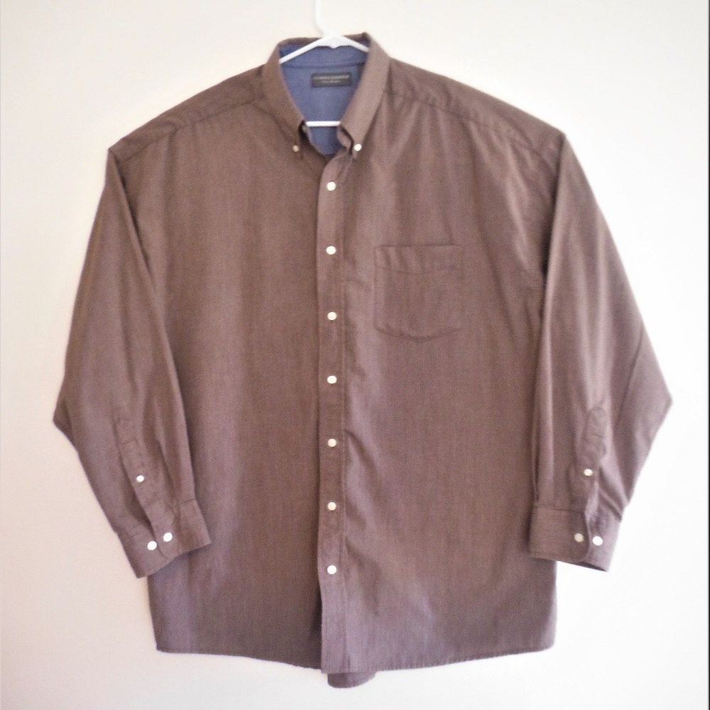 Mens Saddlebred Brown Pin Striped Button Down 2XLT - Picture 1 of 8